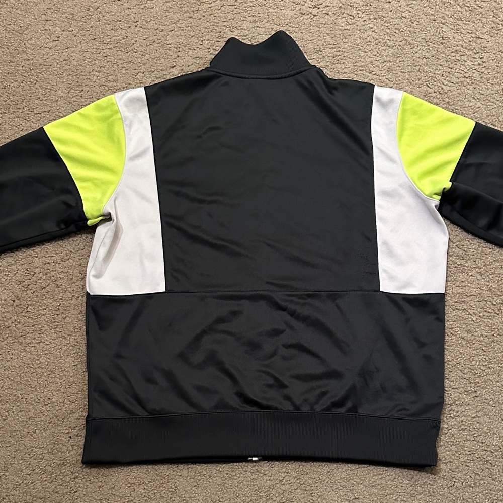 Nike Air Mens Full Zip Track Jacket Colorblock Black White Neon Yellow Size XL - Picture 2 of 10